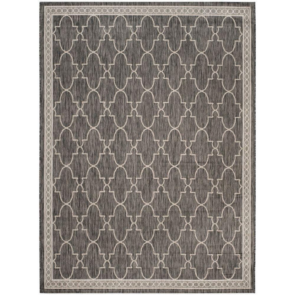 Courtyard CY8871 Power Loomed Indoor/Outdoor Area Rug - Black/Beige - 8'x11' - Safavieh.