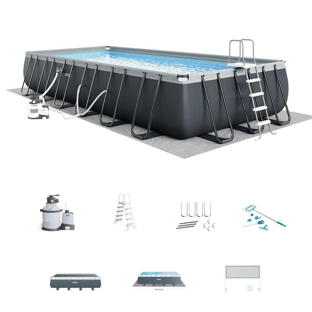 Intex Ultra 24ftX12ftX52in XTR Rectangular Metal Frame Swimming Pool Set w/Pump Filter