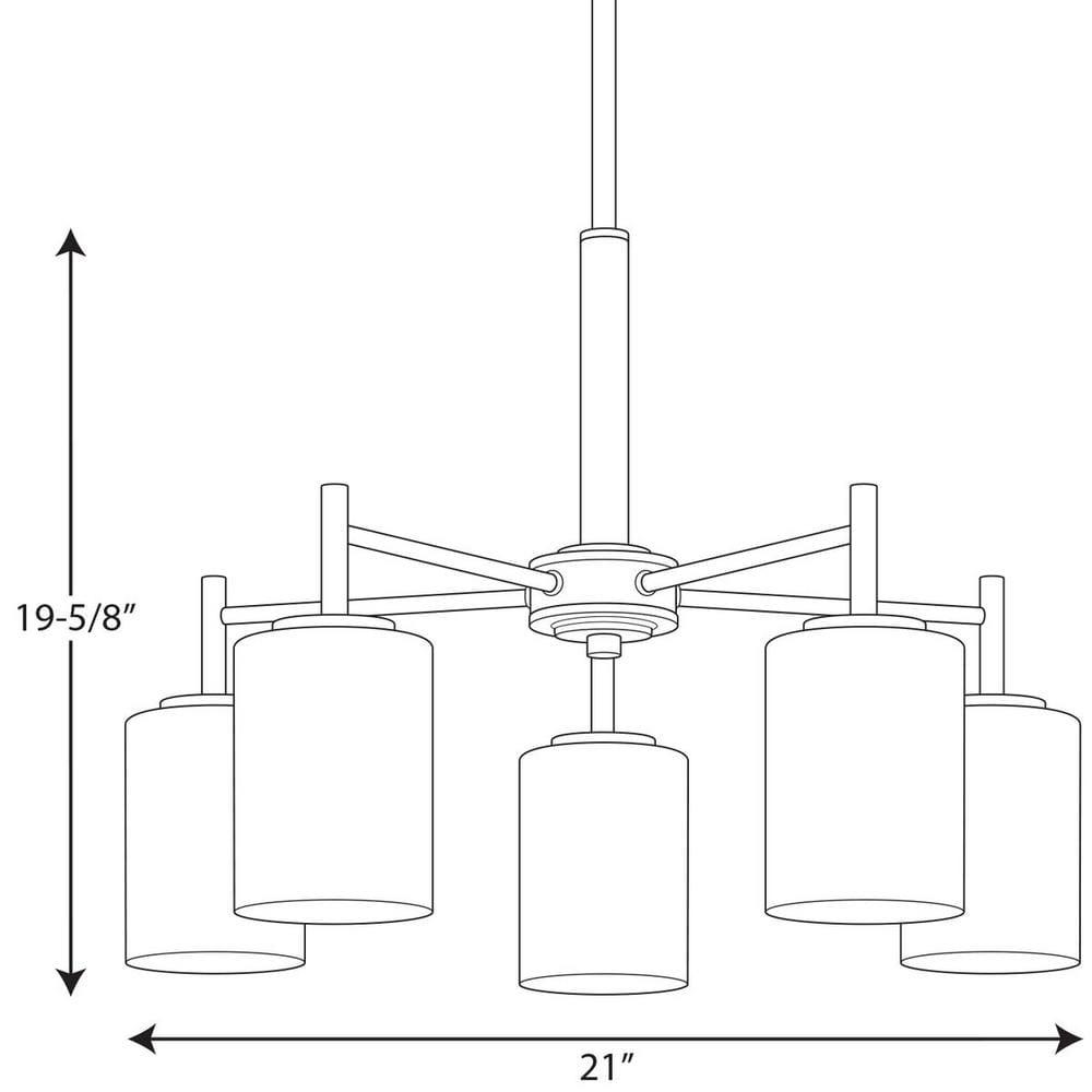 Progress Lighting Replay 5-Light Chandelier, Brushed Nickel, White Glass Shades