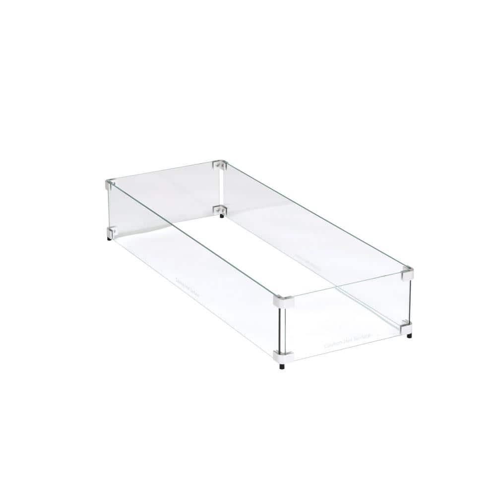 Celestial Fire Glass Rectangle Fire Pit Wind Guard