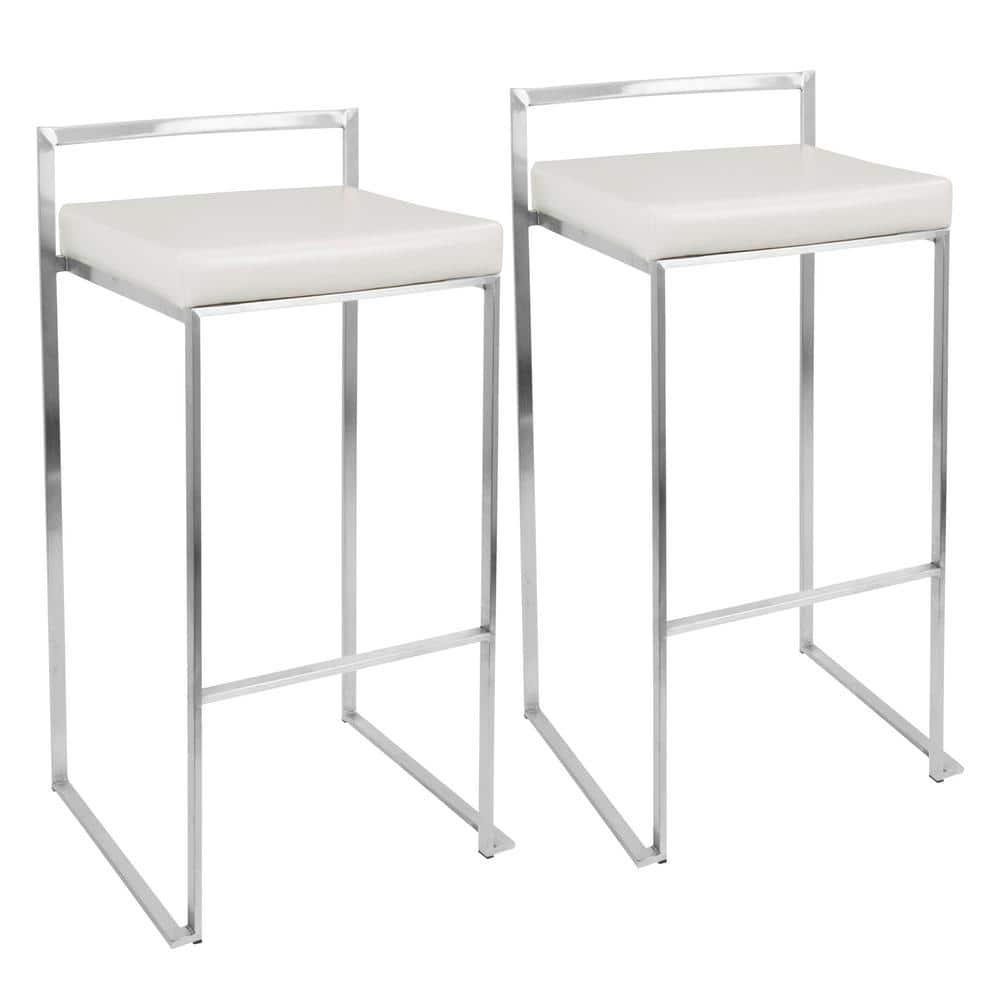 Fuji White Stackable Bar Stool (Set of 2)