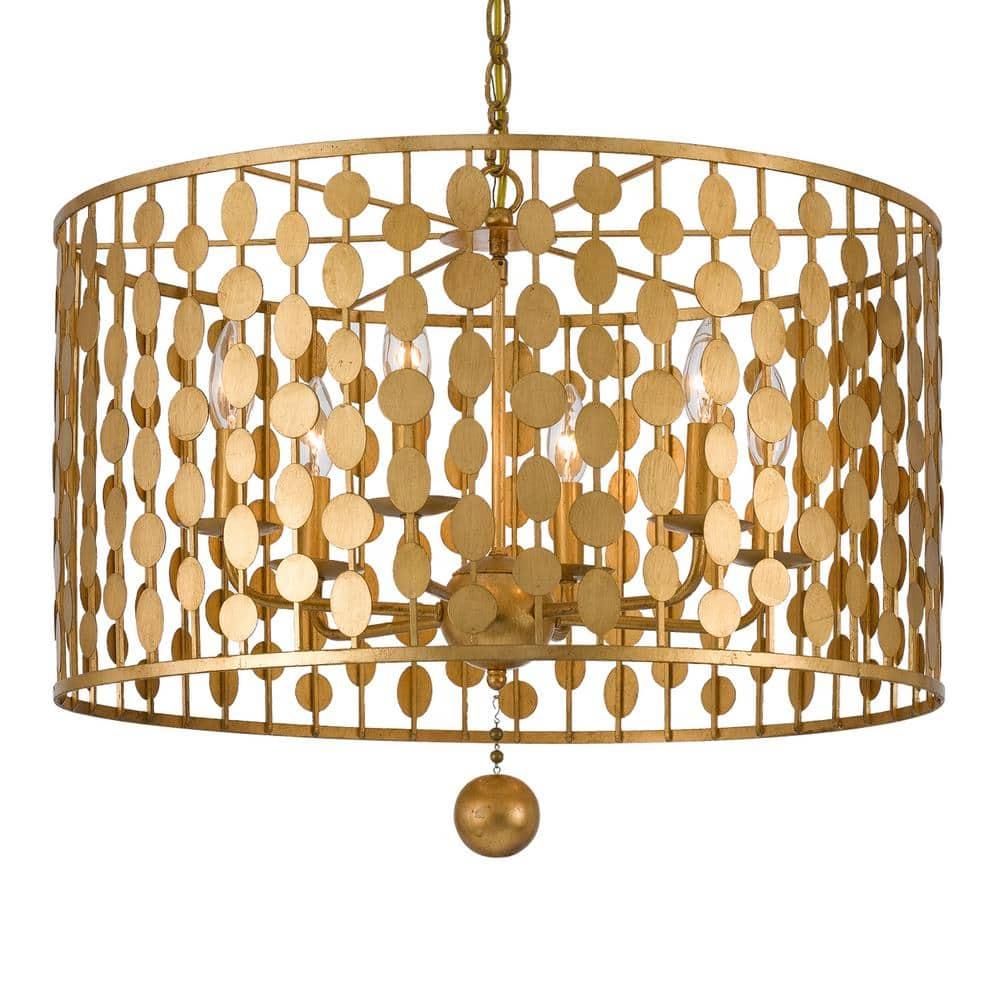Crystorama Lighting Layla 6 - Light Chandelier in  Antique Gold