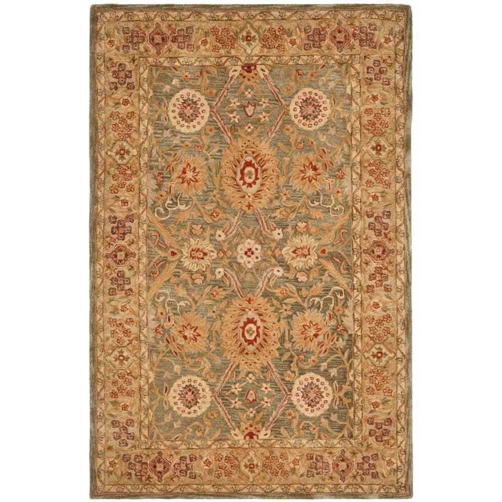 SAFAVIEH Anatolia Trinity Traditional Wool Area Rug, Sage/Ivory, 6' x 9'