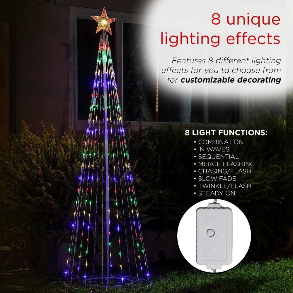 Alpine Corporation 86"H Indoor Artificial Christmas Tree with Multi-Colored Lights and Star Topper , Christmas Decoration