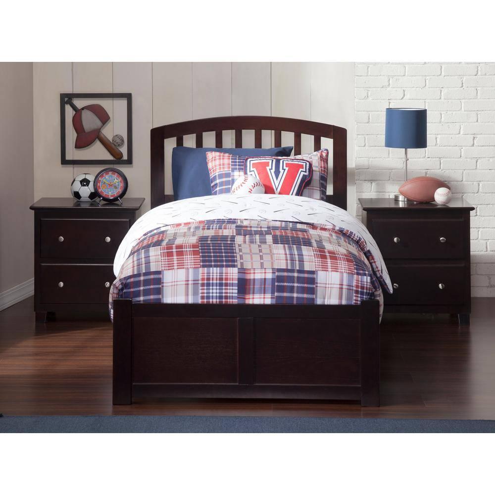 Richmond Twin Extra Long Bed with Footboard and Twin Extra Long Trundle in Espresso