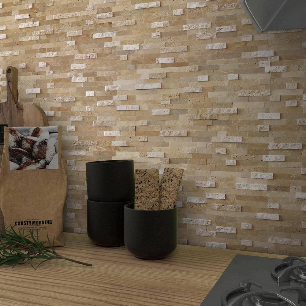 3D 11" x 12" Natural Stone Peel & Stick Mosaic Tile