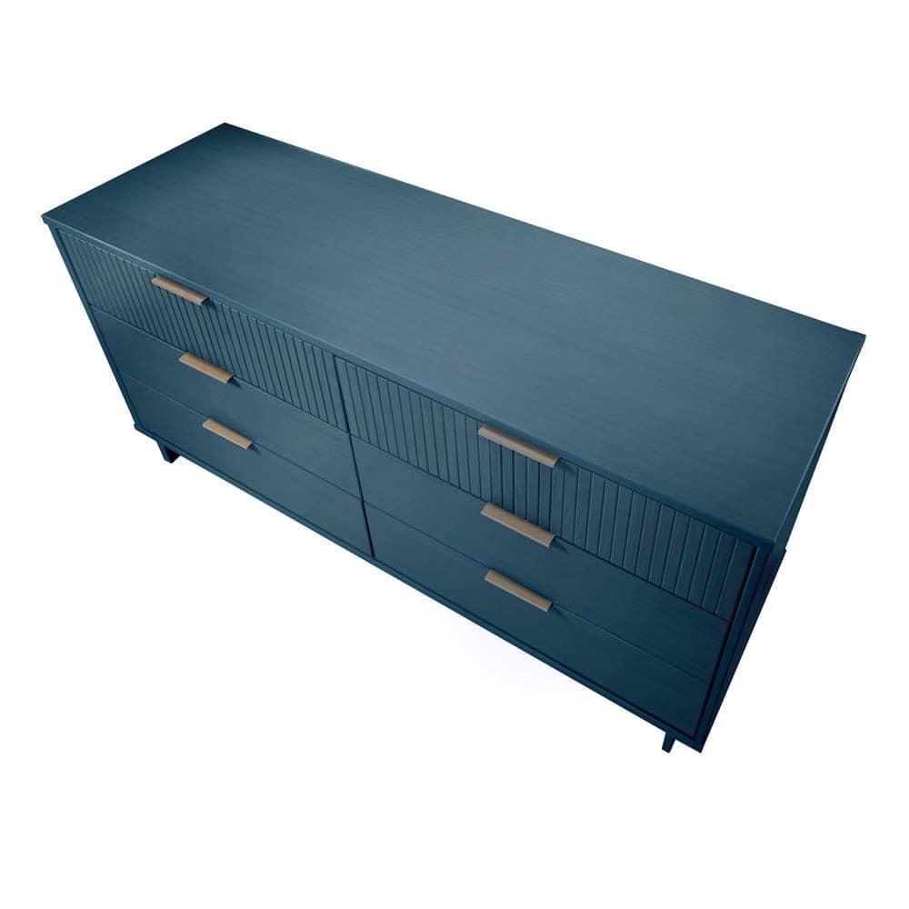 Granville Modern 6 Drawer Double Wide Dresser Midnight Blue - Manhattan Comfort: UV Painted, Soft Close, Wood Frame