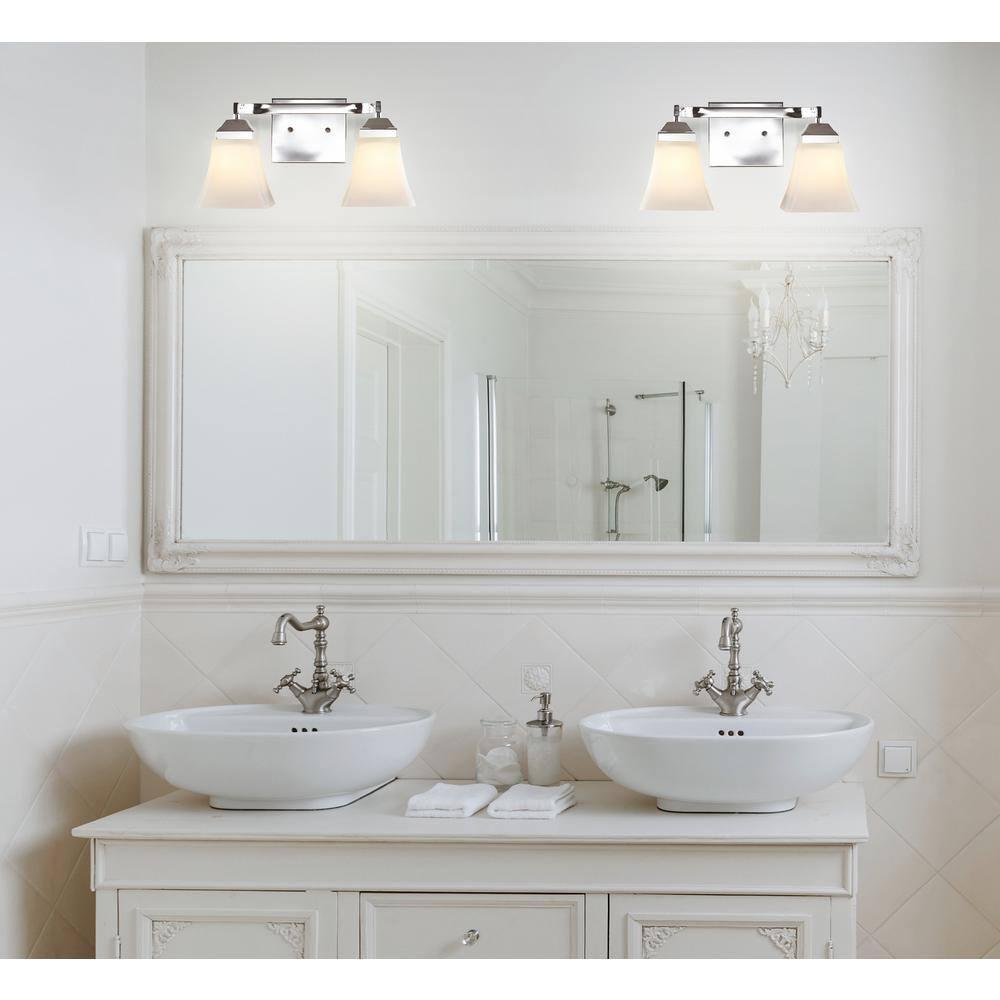 Staunton Chrome 2-Light LED Vanity Light with Glass Shades