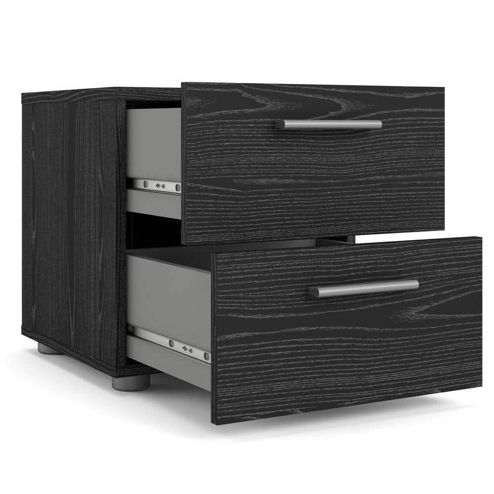 Tvilum, Austin 2 Drawer Nightstand, Black Woodgrain