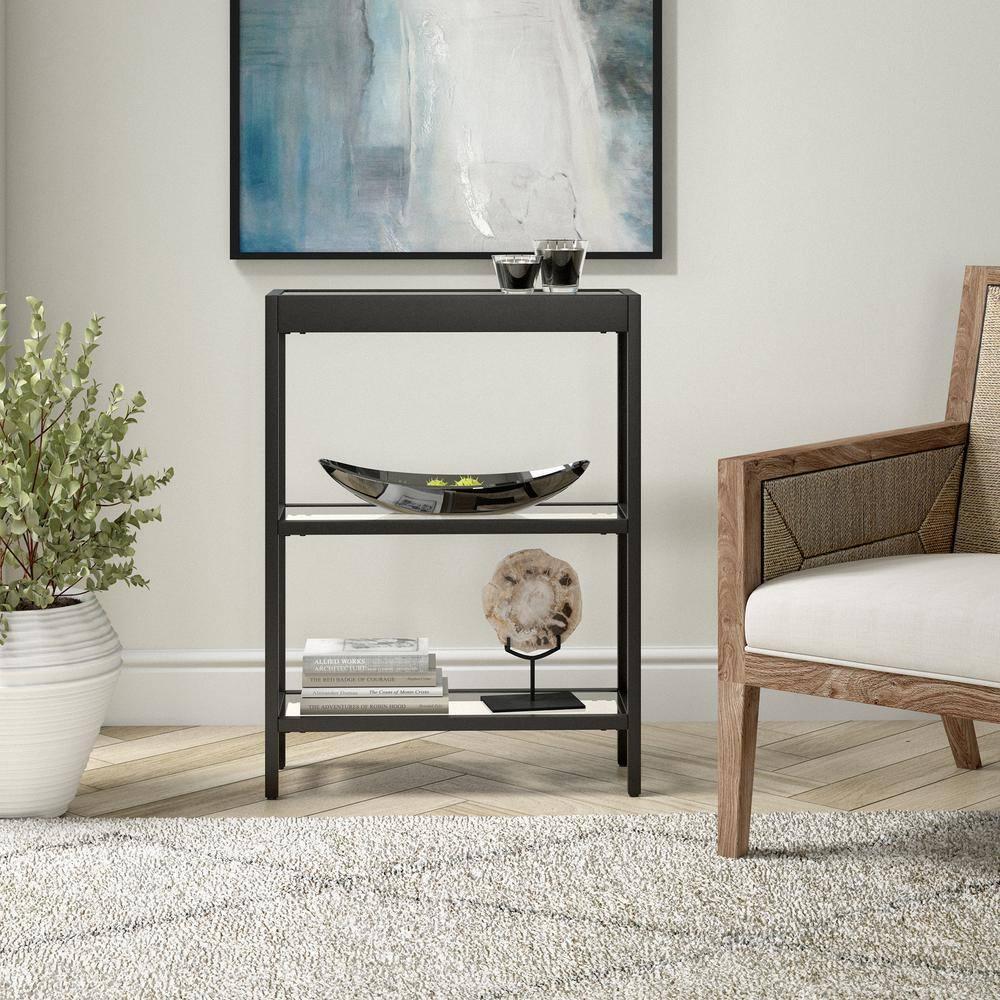 Evelyn&Zoe Alexis 22" Wide Rectangular Console Table, Blackened Bronze