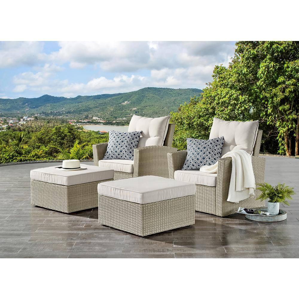 All-Weather Wicker Canaan Outdoor Armchair with Cushions Brown - Alaterre Furniture: Patio Accent Chair, Weather-Resistant