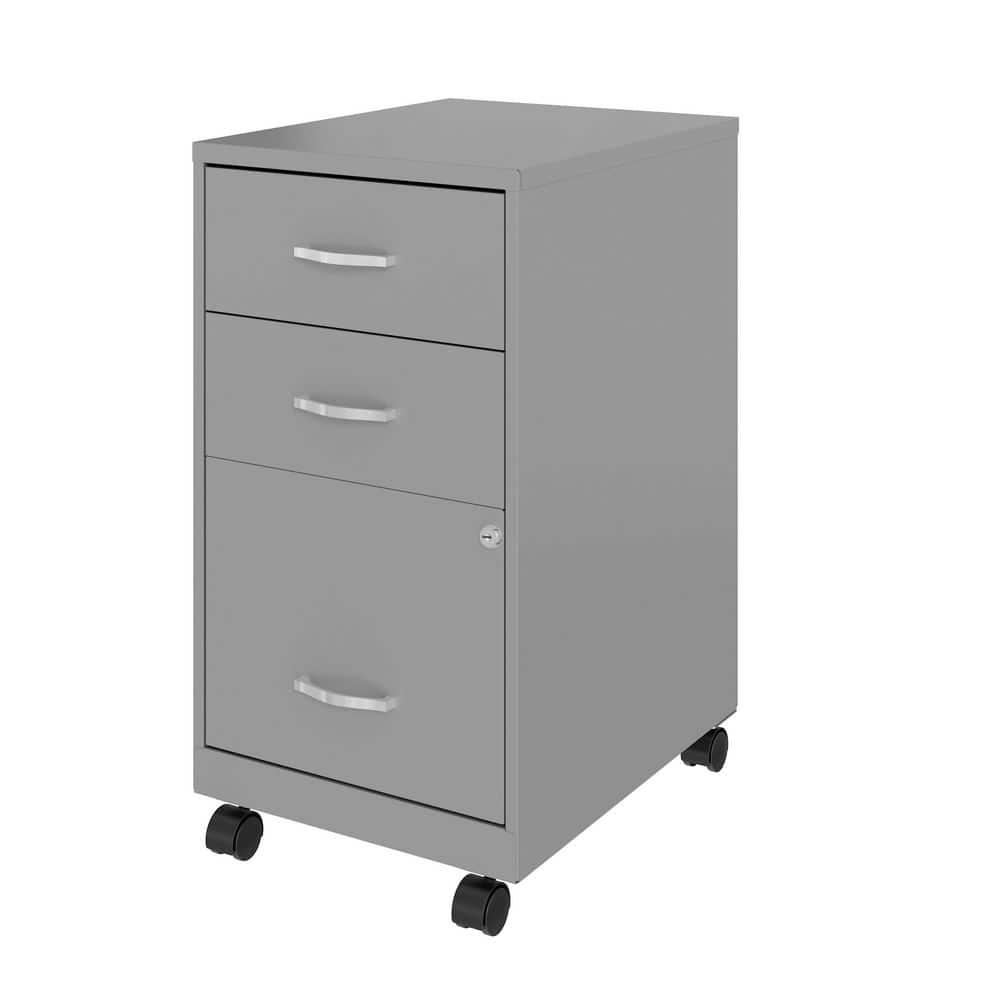 Space Solutions 18" Deep 3 Drawer Mobile Letter Width Vertical File Cabinet, Silver