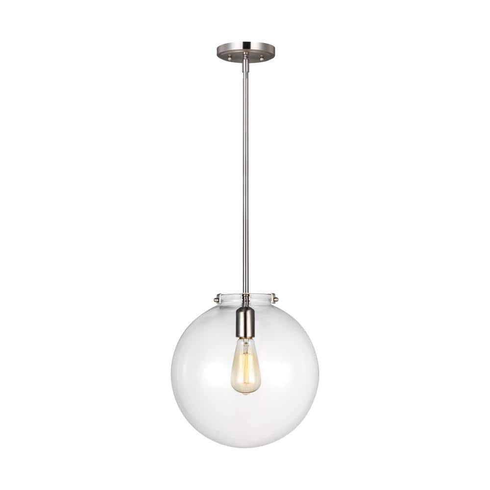 Kate 12" Clear Glass Globe Pendant in Brushed Nickel