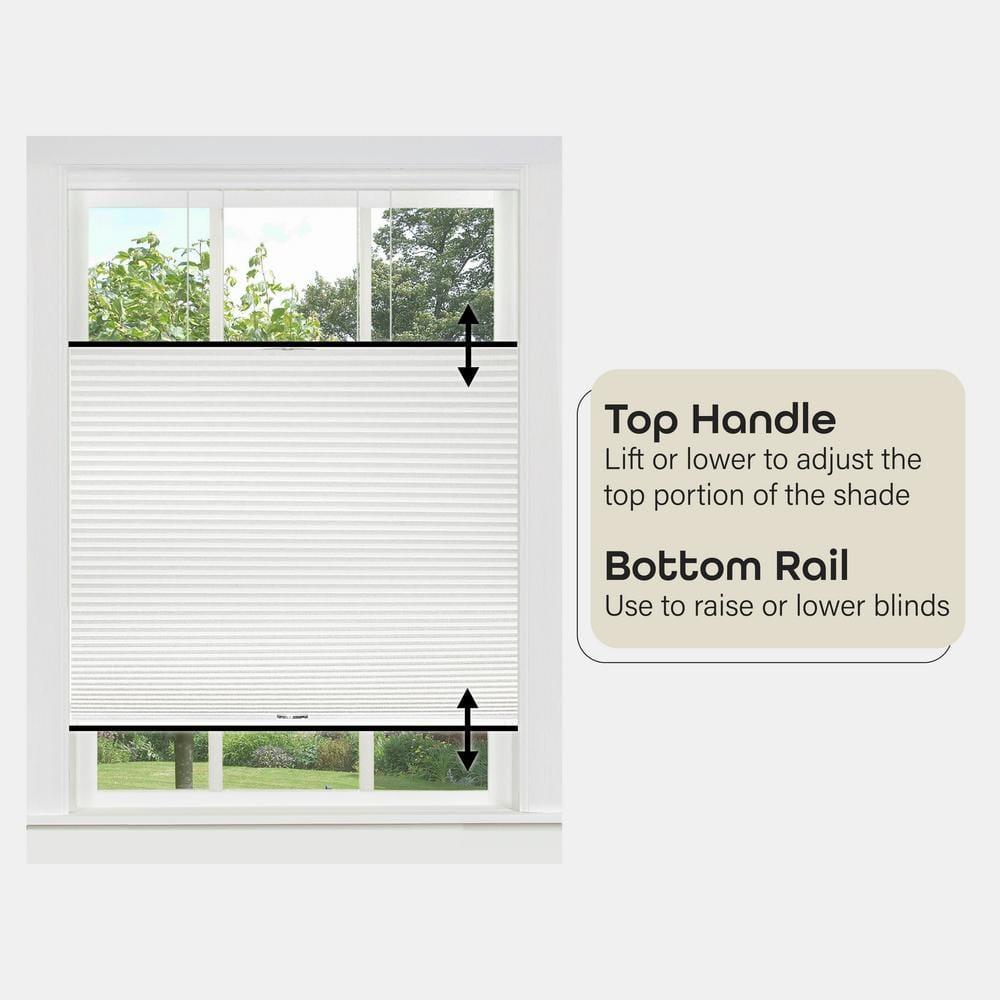 Achim Top Down Bottom Up Indoor Cordless White Polyester Light Filtering Window Cellular Shade, 64" L x 27" W