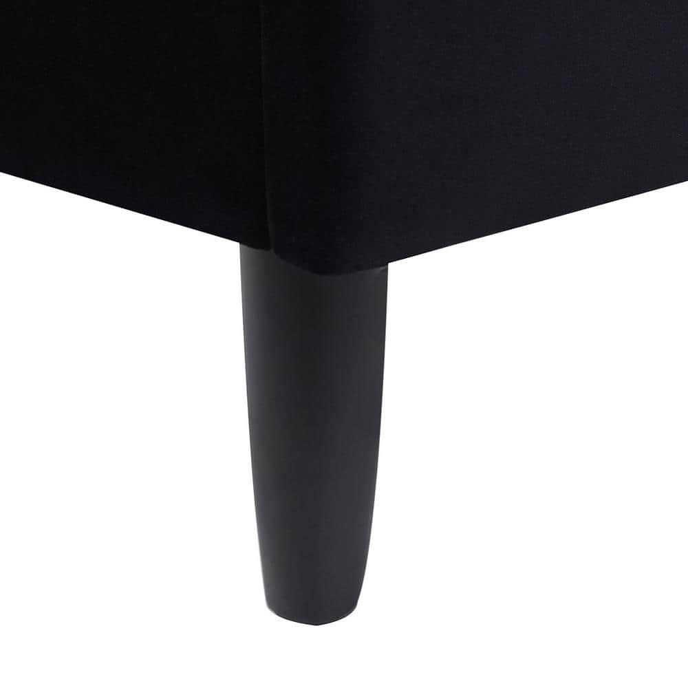 Aspen Vertical Tufted Headboard Platform Bed Set King Anthracite Black Velvet