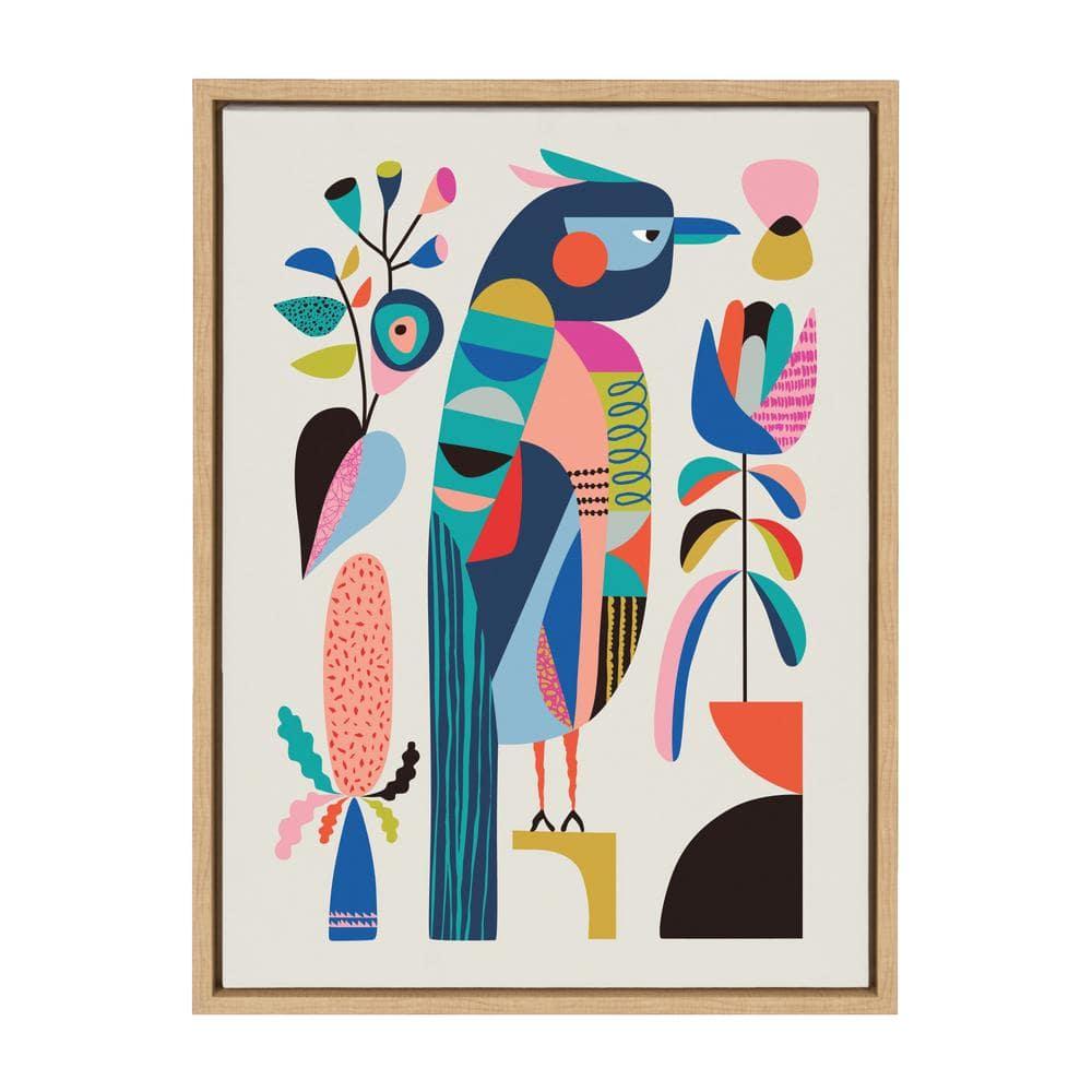 18" x 24" Sylvie Mid Century Modern Kookaburra Framed Wall Canvas by Rachel Lee Natural: Rachel Lee Art