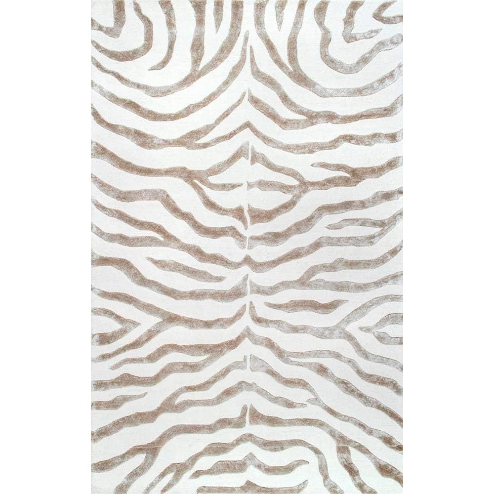 nuLOOM Zebra Hand Tufted Plush Wool Accent Rug, 3' x 5', Gray