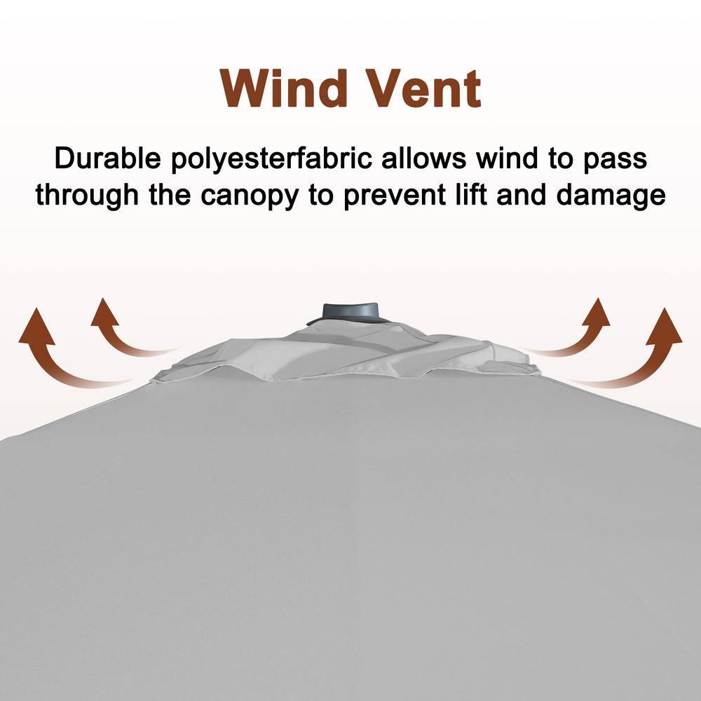 10ft Square Solar LED Cantilever Patio Umbrella with Bluetooth Light for Outdoor Shade Grey with base B