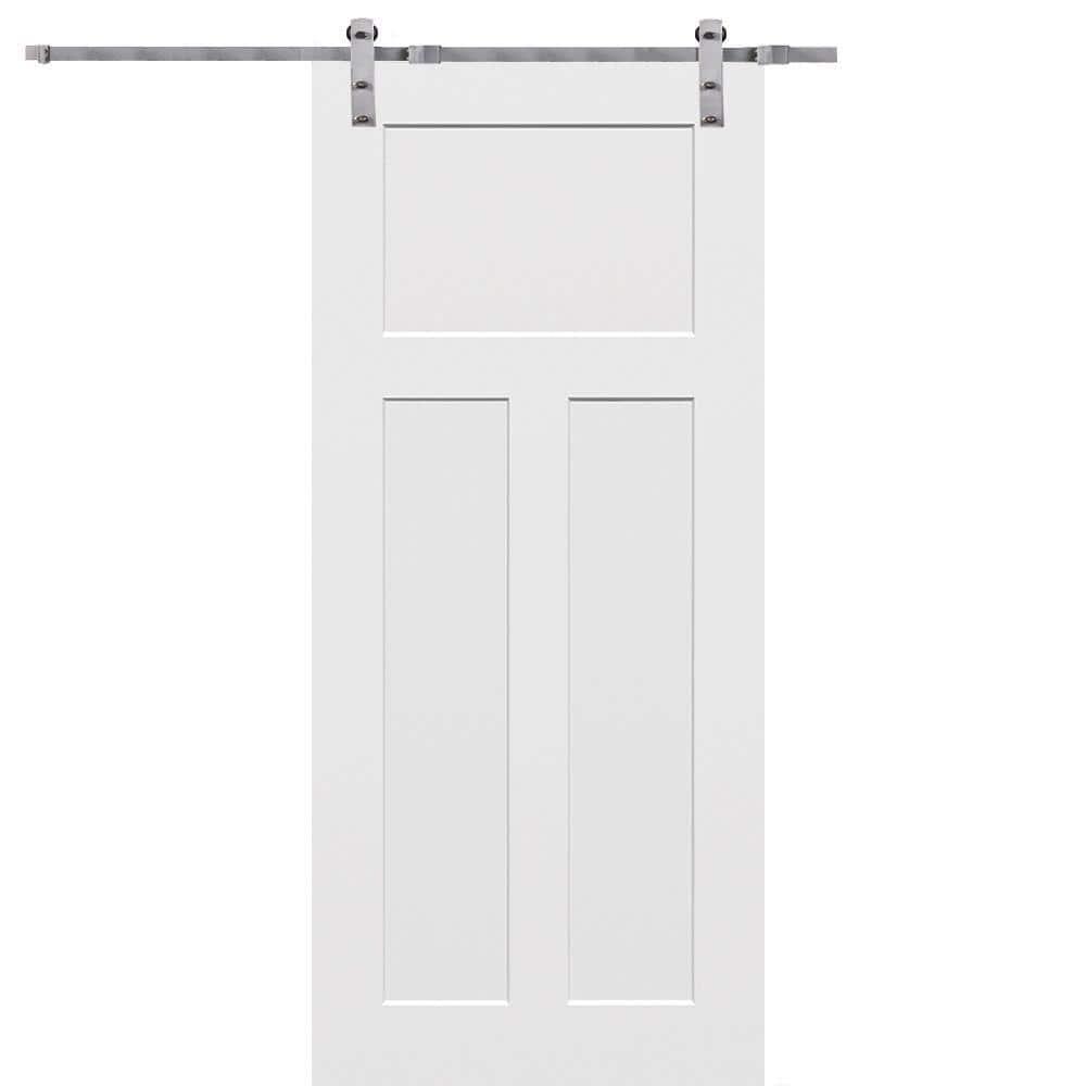 MMI DOOR Door Hinge 80'' Solid + Manufactured Wood Paneled with Installation Hardware Kit Barn Door