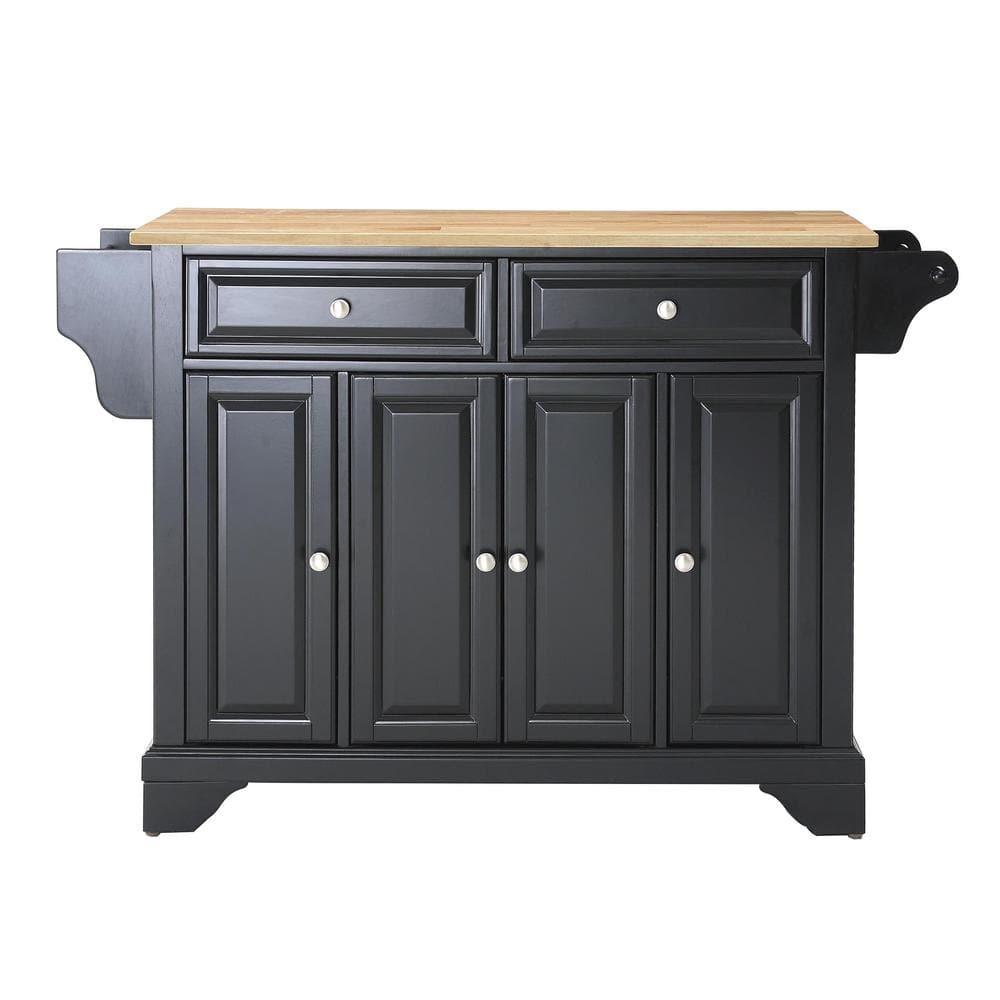 Lafayette Cuisine Kitchen Island with Natural Wood Top - Black