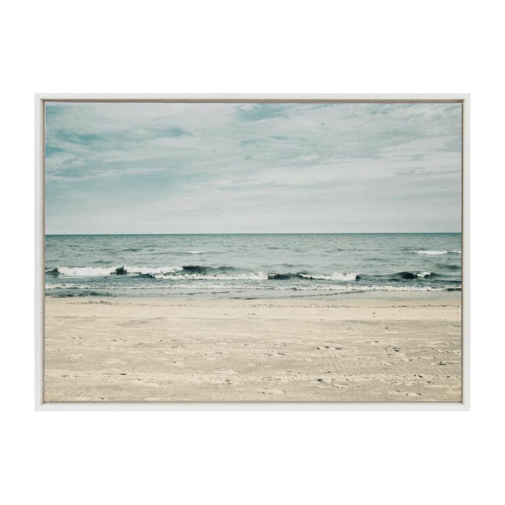 28" x 38" Sylvie Beach 2 Framed Canvas by Emiko and Mark Franzen White - Kate & Laurel All Things Decor: Modern Nautical Wall Art