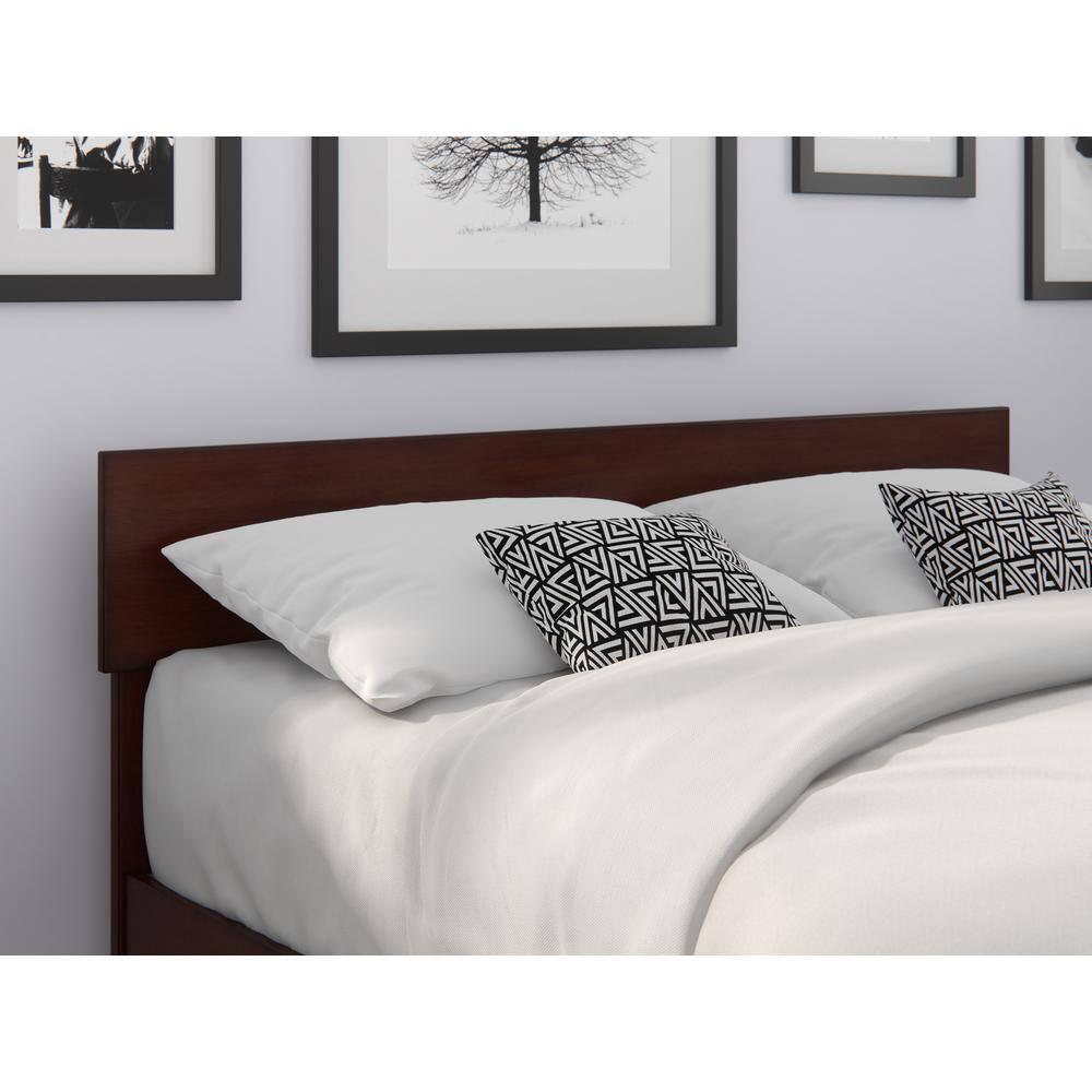 Full Boston Headboard Walnut - AFI: Satin Stained, Wood Frame Mounted, USB Charging Port, 32" Height