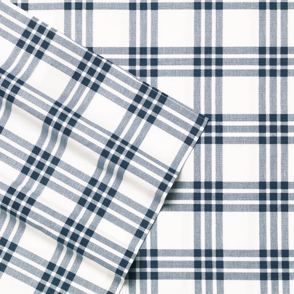Full Printed Pattern Percale Cotton Sheet Set Navy Plaid - Eddie Bauer
