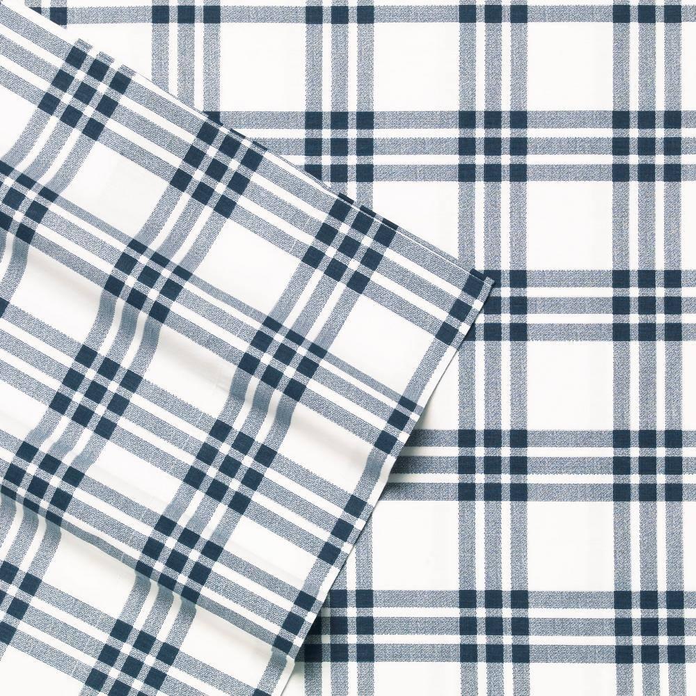 Twin XL Printed Pattern Sheet Set Navy Plaid - Eddie Bauer