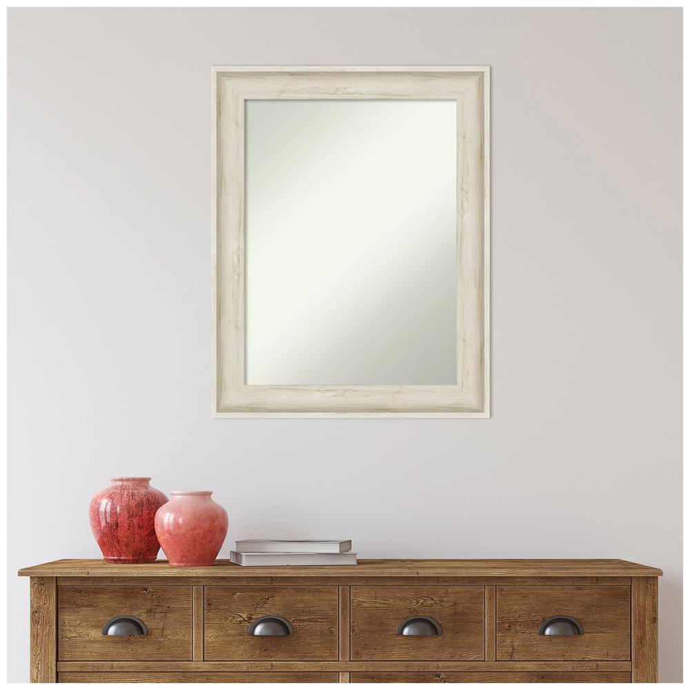 23" x 29" Non-Beveled Regal Birch Cream Bathroom Wall Mirror - Amanti Art: Rectangular, Polystyrene Frame, Includes Mount Hardware