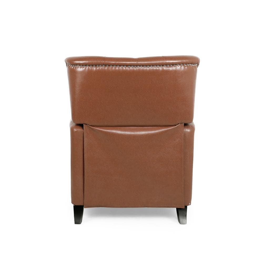 Noble House Torrens Standard Faux Leather Tufted Recliner, Cognac Brown