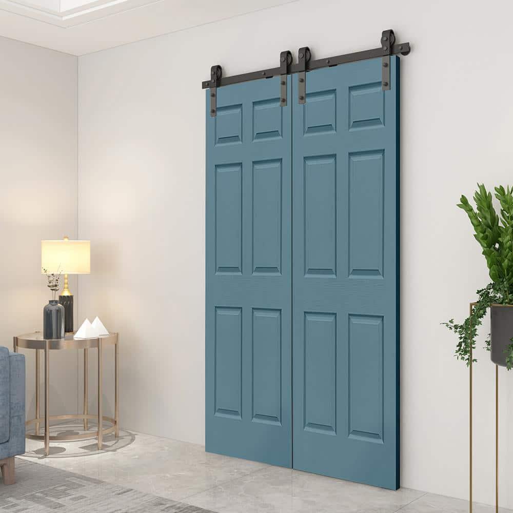 Calhome Paneled MDF Composite Double Bifold Barn Doors with Installation Hardware Kit