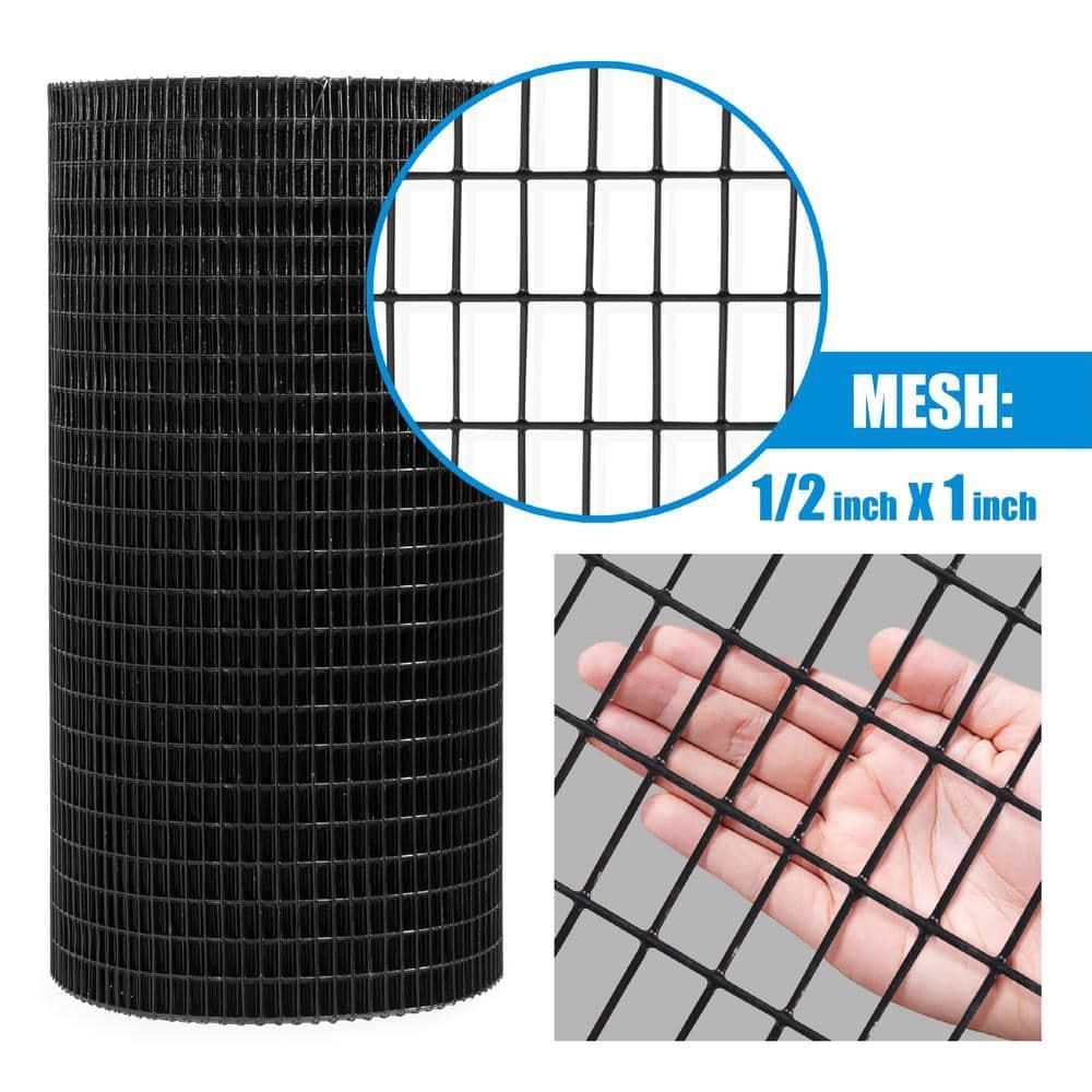 Fencer Wire Fencer Wire 16 Gauge Black Vinyl Coated Welded Wire w/ Mesh Size 0.5 inch X 1 inch, Multiple Sizes