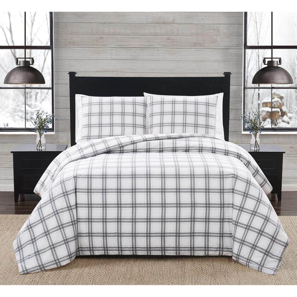 London Fog London Fog Plaid Flannel Duvet Cover Set
