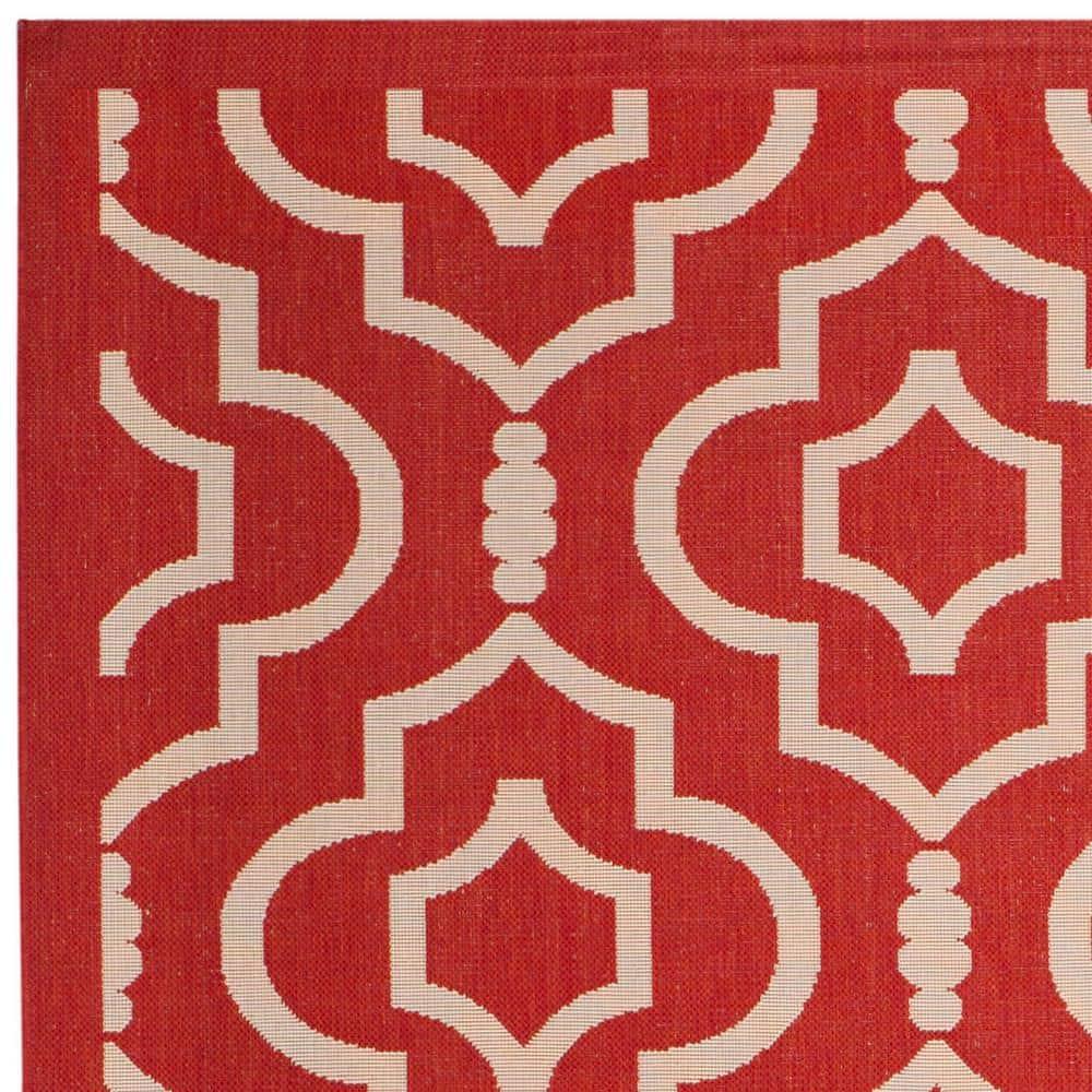 Courtyard CY6926 Power Loomed Indoor and Outdoor Area Rug - Red/Bone - 9'x12' - Safavieh