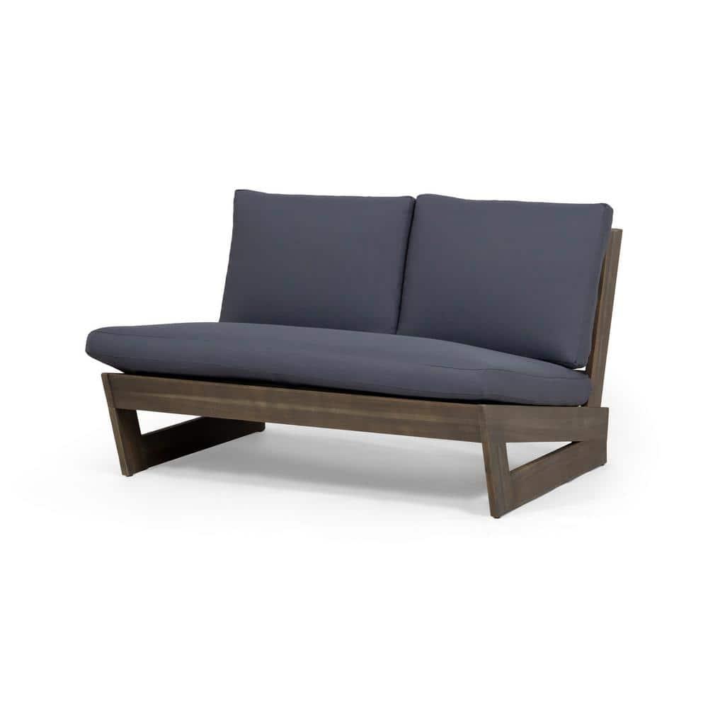 Noble House Sherwood Outdoor Acacia Wood Loveseat in Gray and Dark Gray