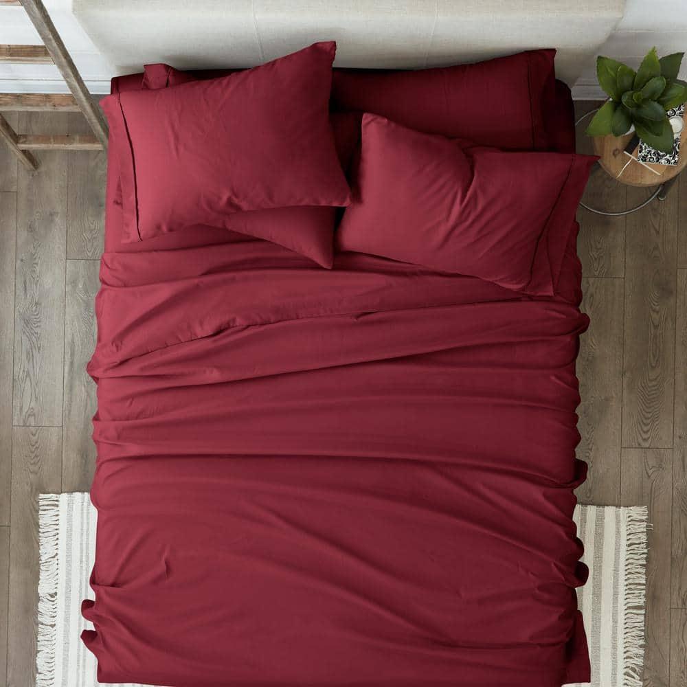 Solid 6 Piece Sheet Set - Ultra Soft - Becky Cameron (Extra Pillow Cases!), Burgundy, King