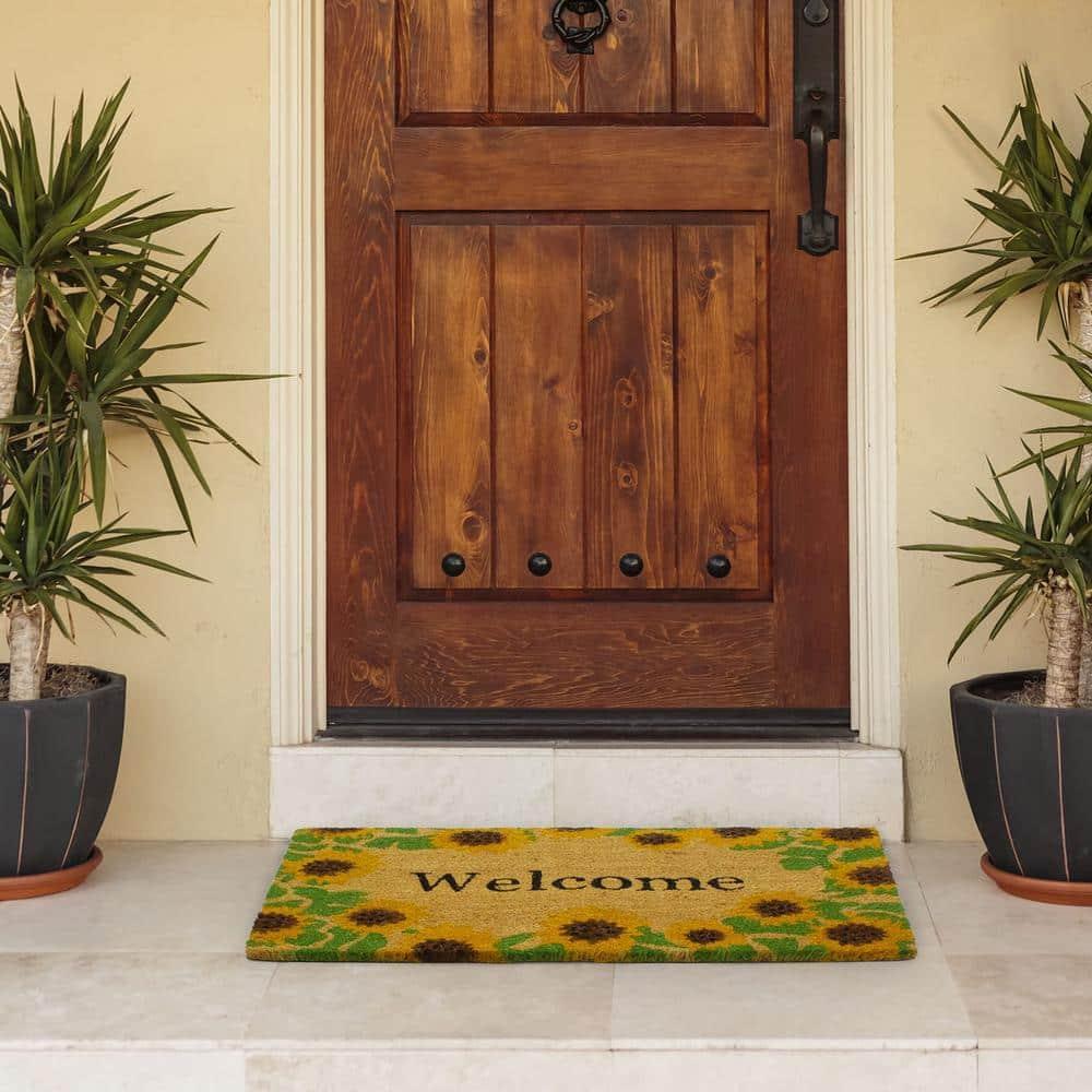 Storm Stopper All Weather Welcome With Sunflowers Indoor/Outdoor Printed Coir Mat
