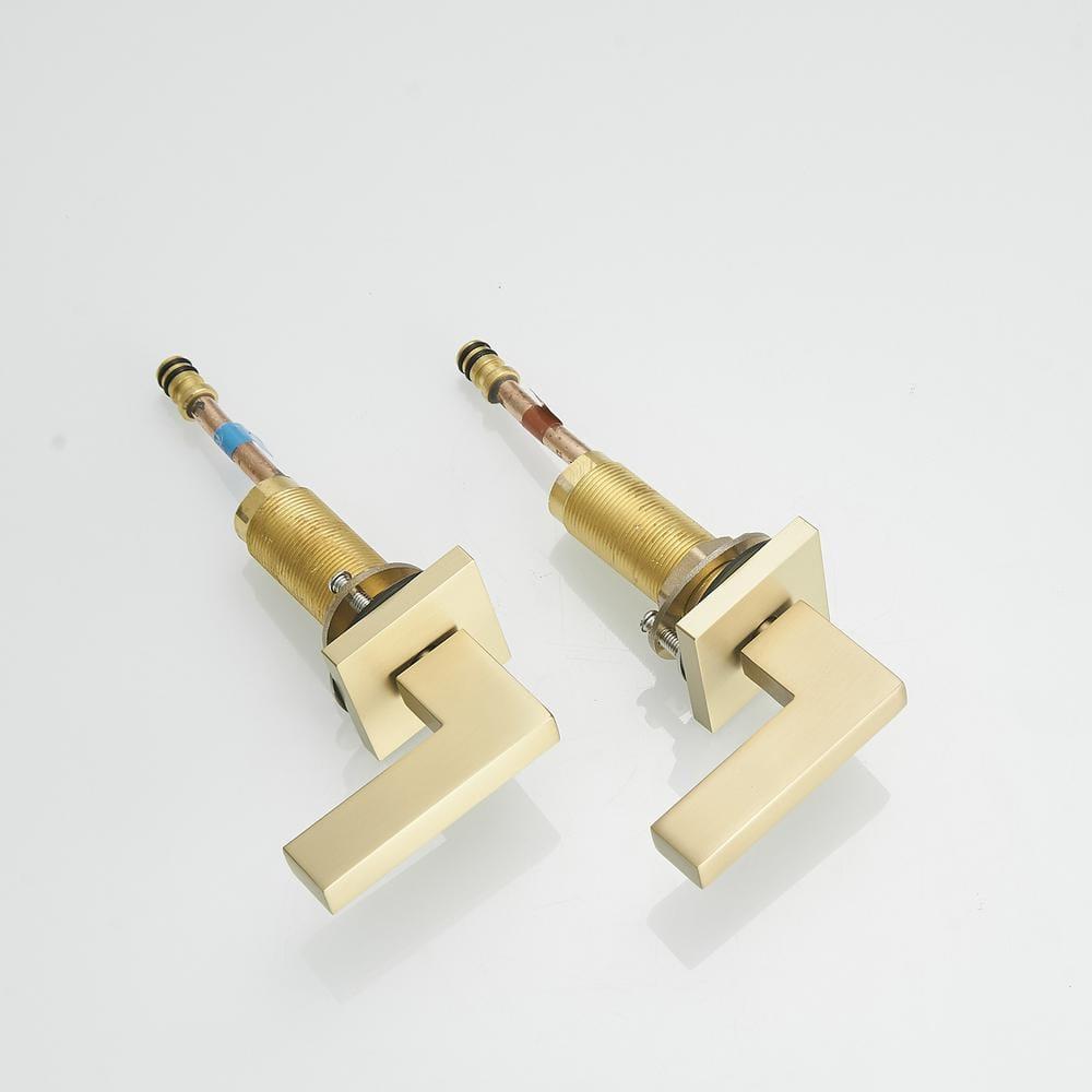 BWE Widespread Bathroom Faucet 3 Hole Brushed Gold with Supply Hose Bathroom Faucets for Sink 2-Handle 3 Pieces 8 Inch Basin Lavatory Mixer Tap Lead-Free