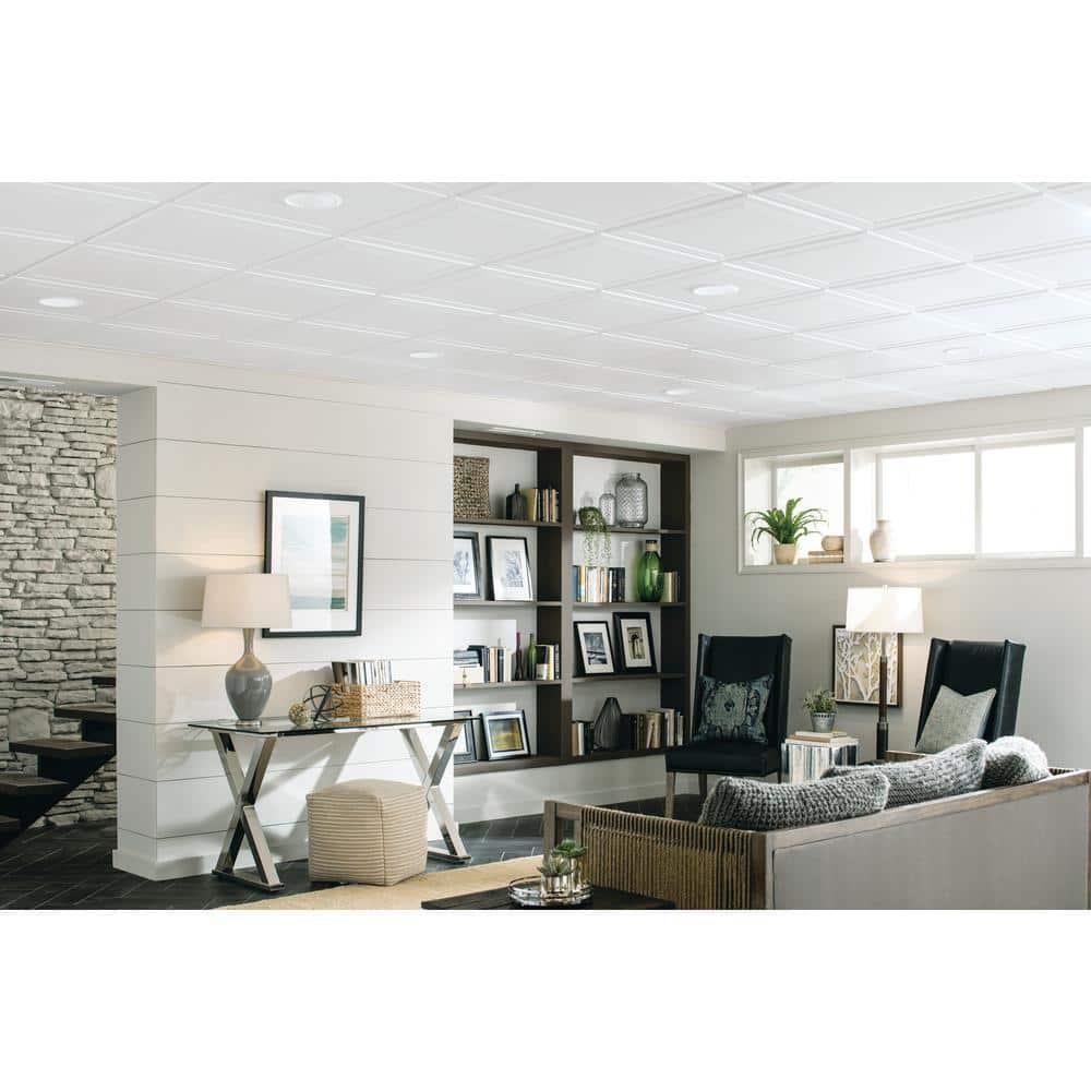 Armstrong 2x2 LEDGES Acoustic Ceiling Tiles for Suspended Ceiling Grids, 6-tiles per pack, White