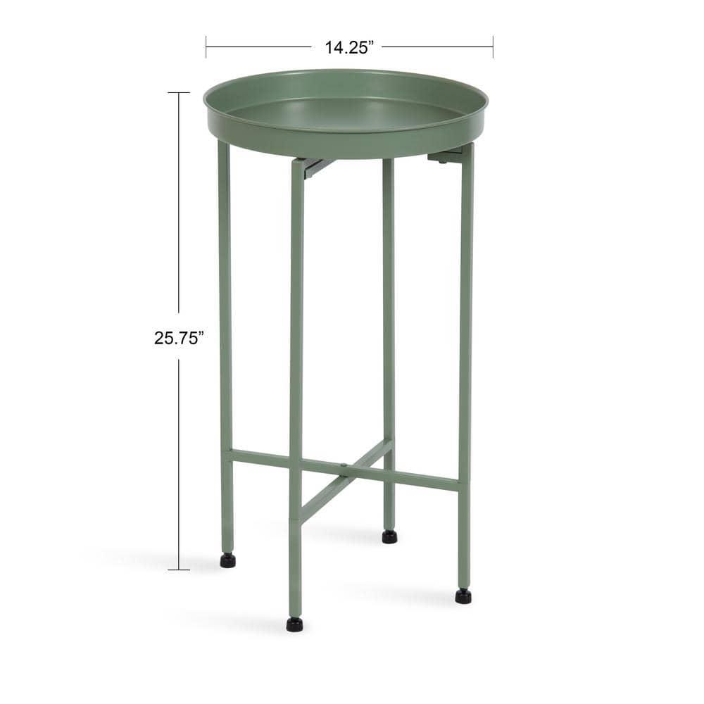 Kate and Laurel Deliah Round Metal Tea Table, 14.25x14.25x25.75, Green
