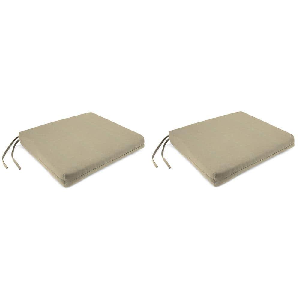 Jordan Manufacturing 17" x 19" Canvas Pebble Beige Solid Rectangular Outdoor Chair Pad Seat Cushion with Ties (2 Pack)