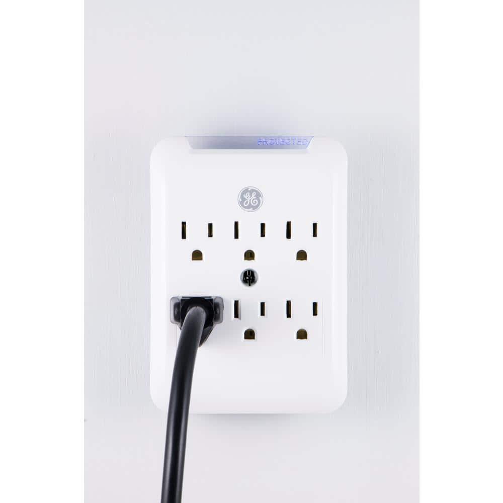 GENERAL ELECTRIC Pro 6-Outlet Surge Protector Power Outlet Adapter, White - 38431