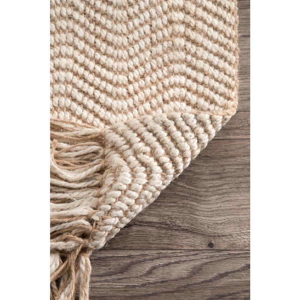 3'x5' Hand Woven Don Jute with Fringe Area Rug Brown - nuLOOM: Indoor Low Pile Rectangle, Stripe Pattern, Spot Clean