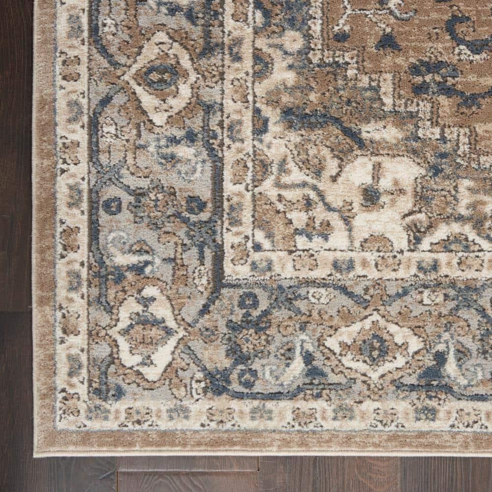 Nourison Concerto Center Medallion Indoor Rug Beige Grey 2'2" x 10'