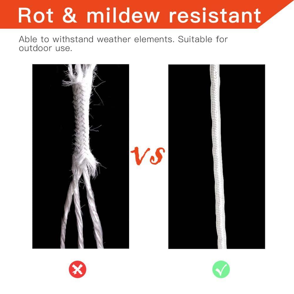 Anley 50 Ft Flag Halyard Rope (1/4 In), Suitable for Climbing, Swing, Camping Tent, Clothesline and Boats - Double Braided, Compatible with Flagpoles Up To 25 Feet (White)