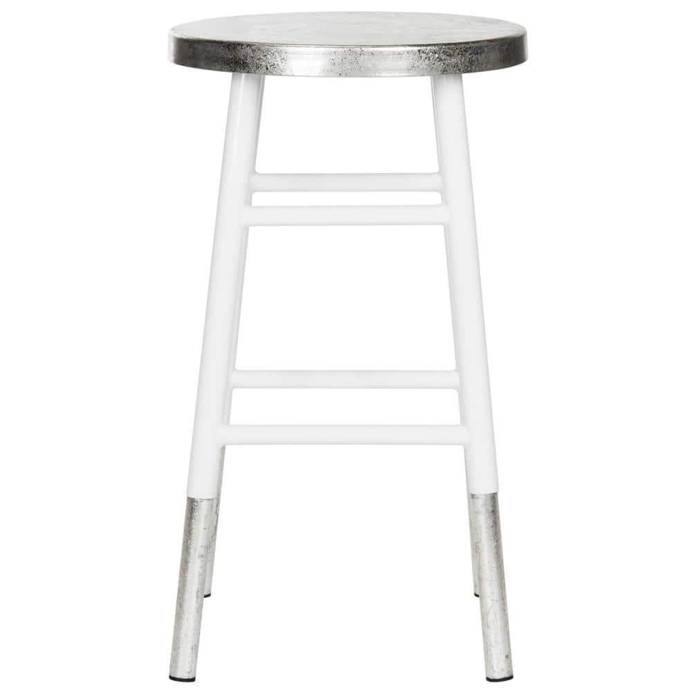 Kenzie Silver Dipped Counter Stool - FOX3211 - White/Silver - Safavieh Couture