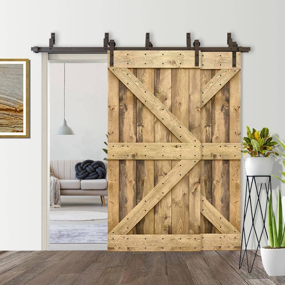 Calhome 84'' Solid Wood Paneled Painted with Installation Hardware Kit Barn Door