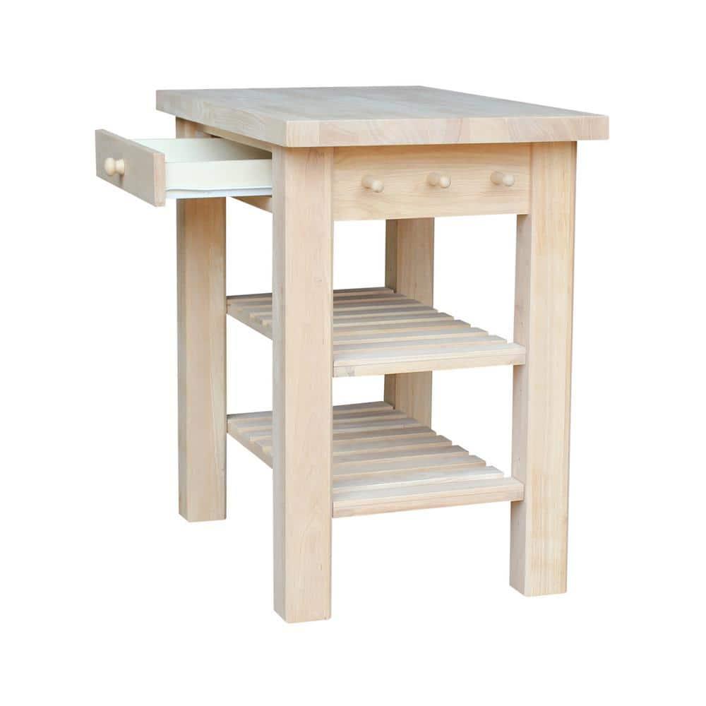 International Concepts Unfinished Butcher Block Kitchen Island