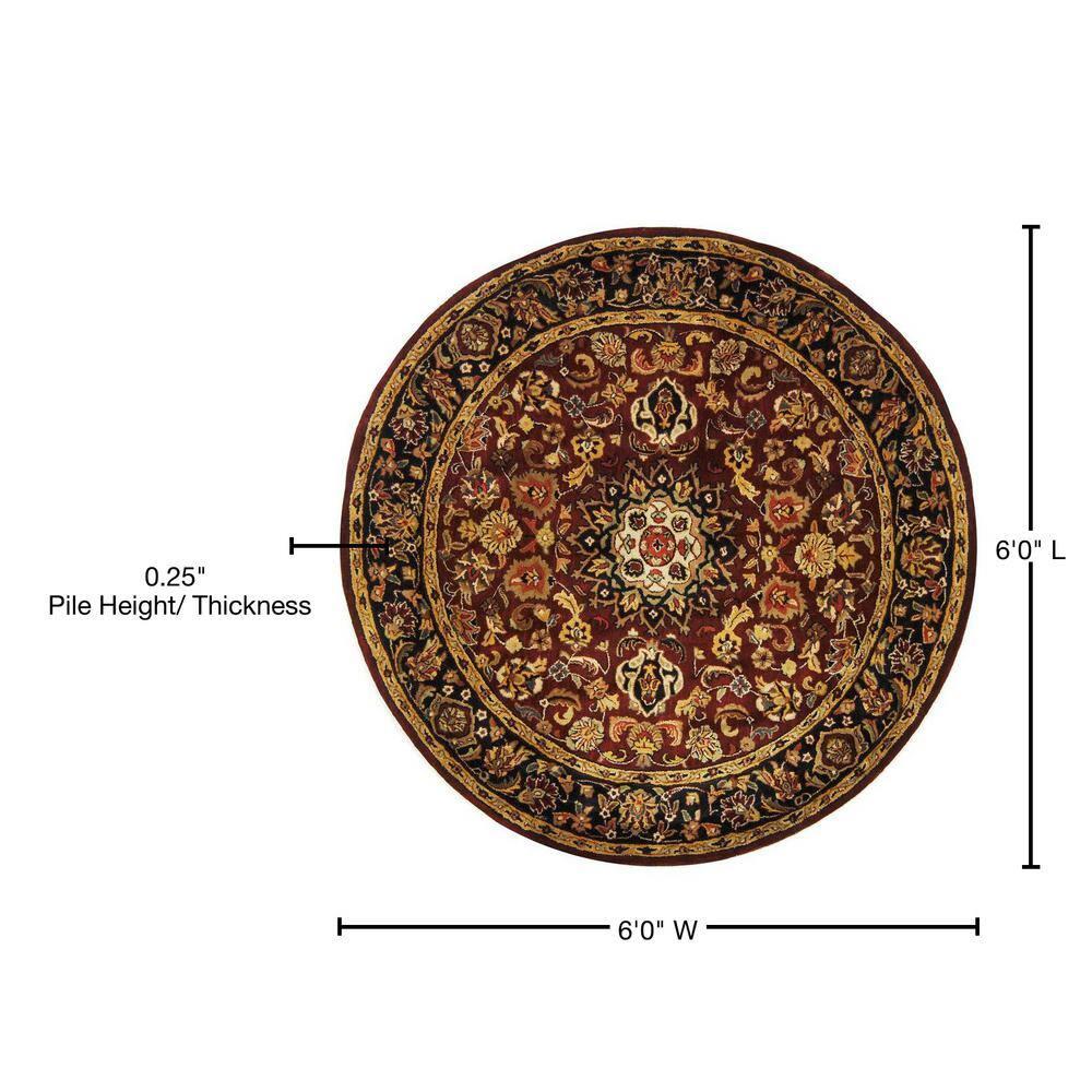 Classic CL362 Hand Tufted Area Rug - Burgundy/Navy - 6' Round - Safavieh.