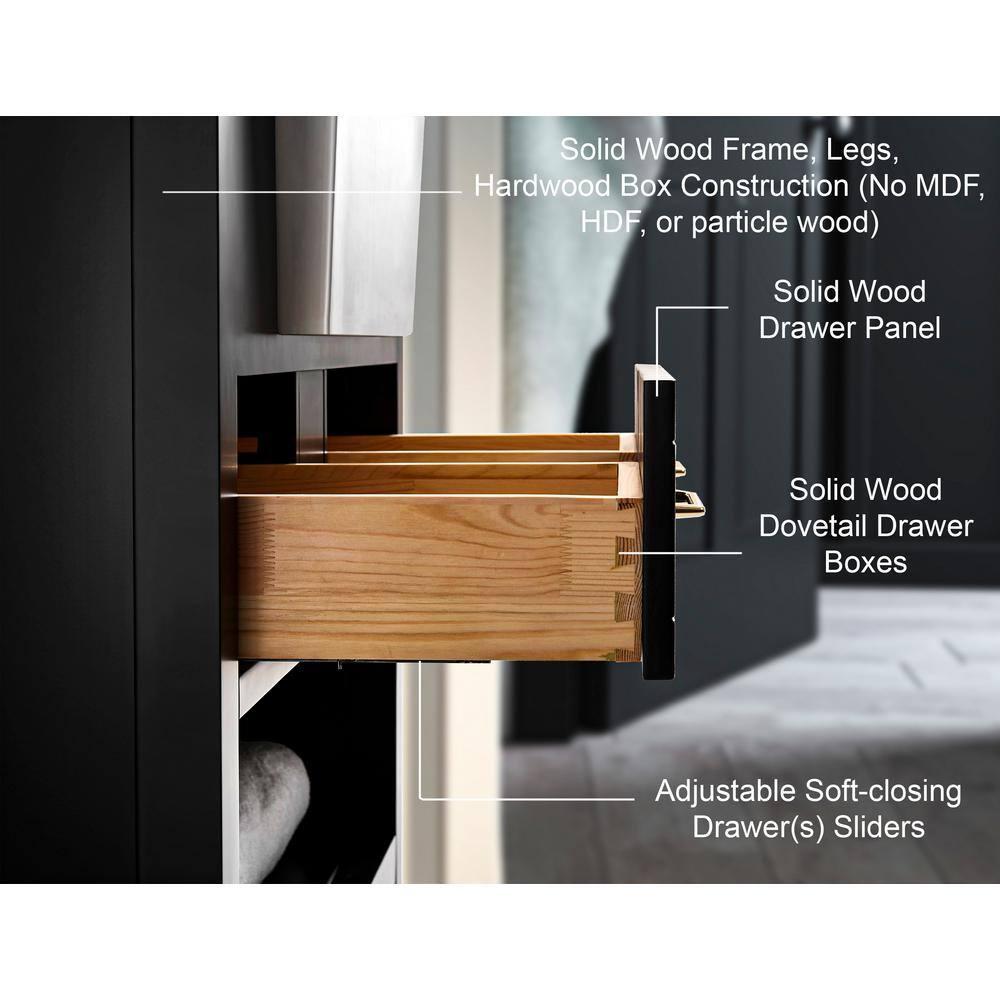 Ancerre Designs Hayley 36" Farmhouse Wood Bathroom Vanity Set in Black Onyx